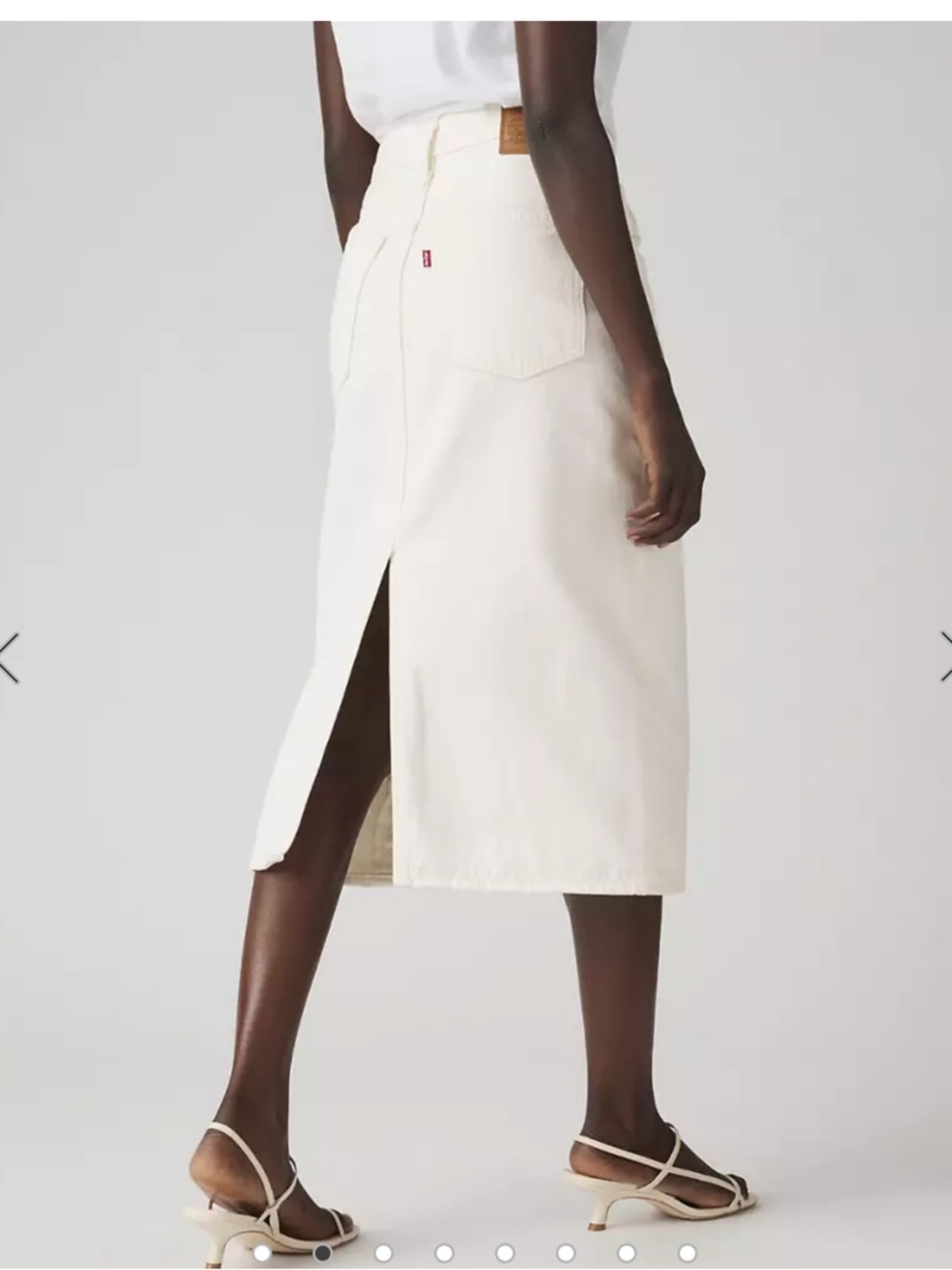 Levi’s High Rise Back Slit Denim Skirt White “Snowing in LA” Size 33 NWT 467 - Picture 3 of 7